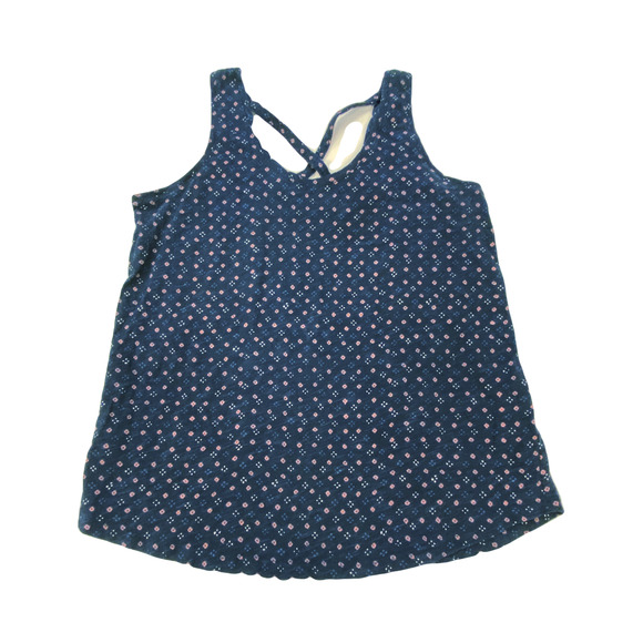 Scoopneck tank top with mini print navy blue Cross back - Picture 3 of 5